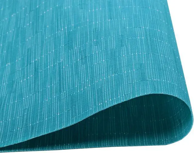 Alt view image 4 of 7 - SHACOS Woven Vinyl Placemats Set of 4 Non Slip Heat Resistant Place Mats Durable PVC Stain Resistant Wipe Clean Indoor Outdoor Table Mats (4, Teal Blue)