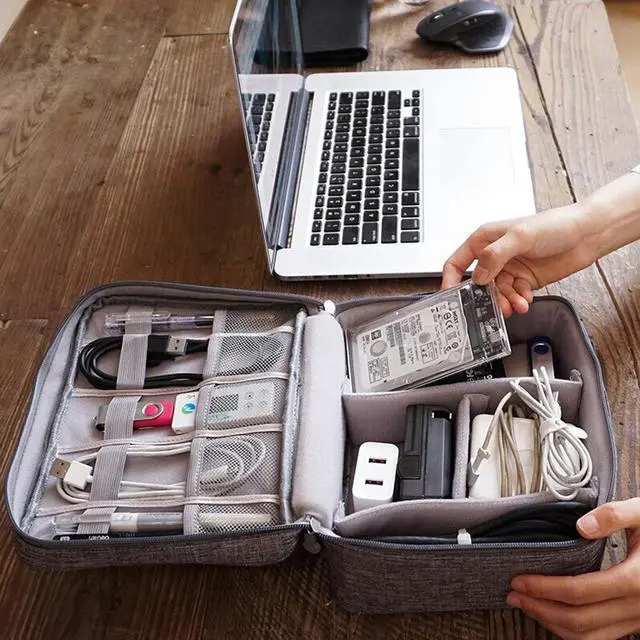 Alt view image 3 of 7 - Organizer Case Small Electronic Devices USB Charger Accessories Mouse Phone Cable SD Power Bank Earphone