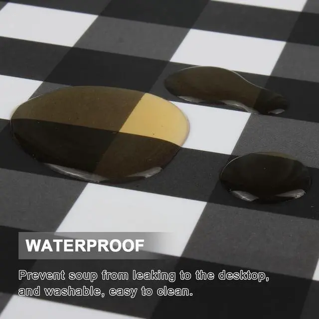 Alt view image 5 of 6 - Buffalo Plastic Check Plaid Placemats Wipeable Easy Clean Washable Table Mats for Dining Table Heat Resistant Placemat Rectangular Black and White Place mats Set of 4(4, Black & White)