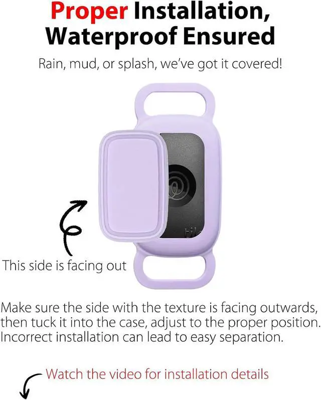 Alt view image 3 of 6 - Silicone Dog Collar Holder for Tile Pro 2024, 2 Pack Waterproof Protective Case for Tile Pro 2024 Pet Dog Cat (Pink/Purple)