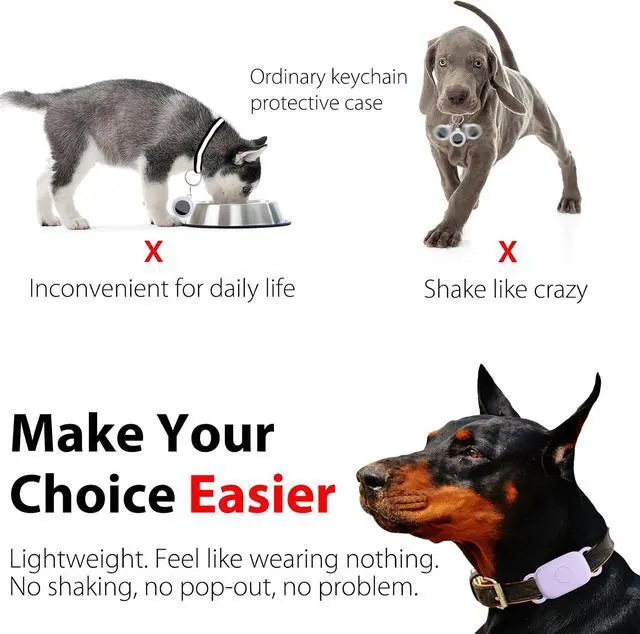 Alt view image 5 of 6 - Silicone Dog Collar Holder for Tile Pro 2024, 2 Pack Waterproof Protective Case for Tile Pro 2024 Pet Dog Cat (Pink/Purple)