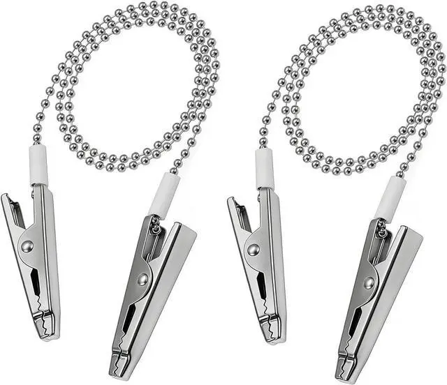 Main image of ericotry 2Pcs Multipurpose Metal Beads Napkin Clip Chain Bib Holder Baby Elderly Adult Bib Clip Double-end Alligator Clip Clamp Neck Lanyard Strap