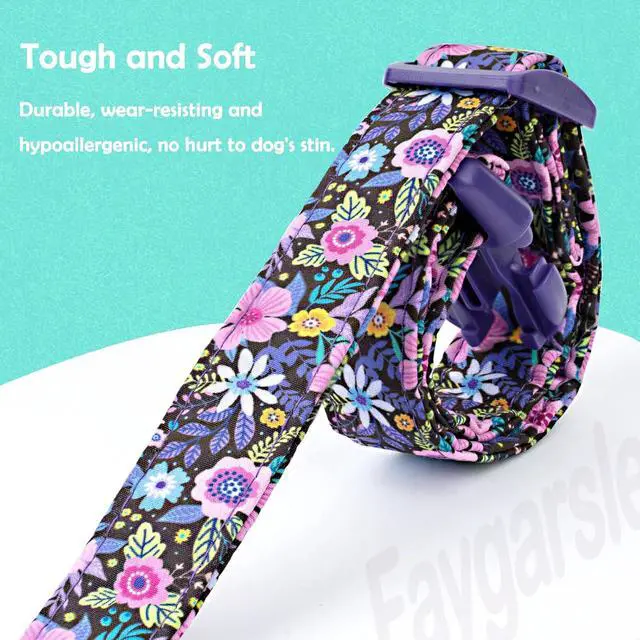 Alt view image 3 of 6 - Faygarsle Cotton Dog Collar Cute Dog Collars for Small Medium Large Dogs Purple Floral Colored Options Soft and Fancy Pet Collars for Girls Flower Pattern for Girl Dog Collar M