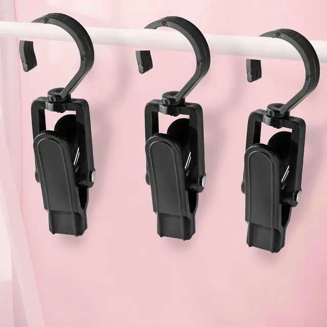Alt view image 2 of 7 - Jiozermi 10 PCS Laundry Hooks Clip, Plastic, Black | Super Strong, Swivel Hooks, For Clothing Store Home Office & Workshop