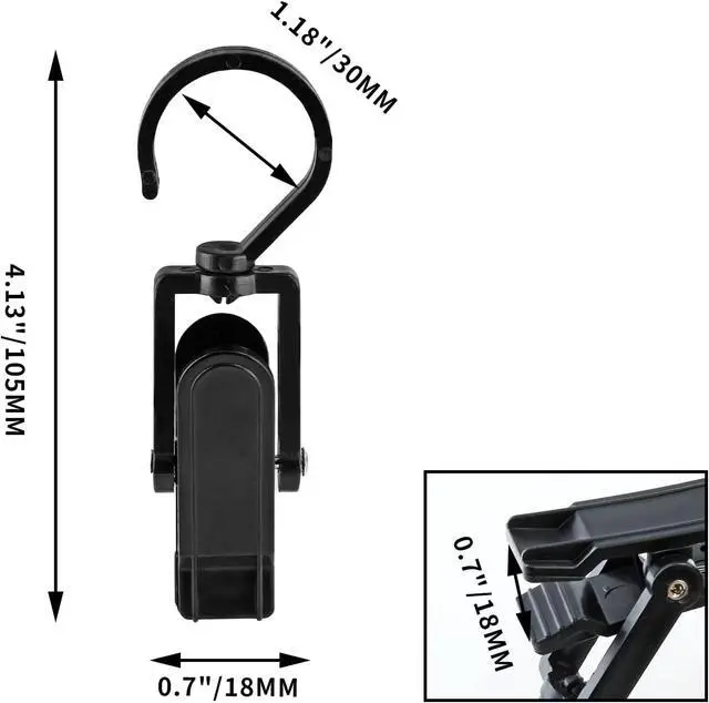 Alt view image 3 of 7 - Jiozermi 10 PCS Laundry Hooks Clip, Plastic, Black | Super Strong, Swivel Hooks, For Clothing Store Home Office & Workshop