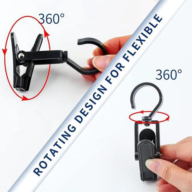 Alt view image 4 of 7 - Jiozermi 10 PCS Laundry Hooks Clip, Plastic, Black | Super Strong, Swivel Hooks, For Clothing Store Home Office & Workshop