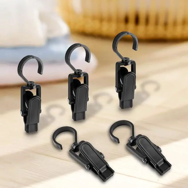 Alt view image 6 of 7 - Jiozermi 10 PCS Laundry Hooks Clip, Plastic, Black | Super Strong, Swivel Hooks, For Clothing Store Home Office & Workshop