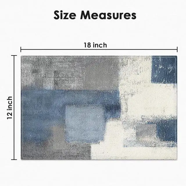 Alt view image 2 of 7 - Emvency Farmhouse Placemats Set of 4, 12x18 Inch, Abstract Blue Grey | Abstract Vintage Art Painting Table Mats for Outdoor Home Party Kitchen Dining Decoration