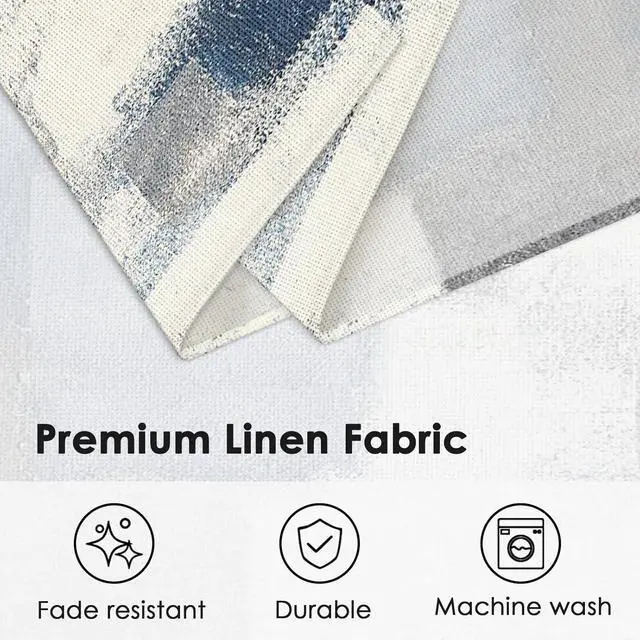 Alt view image 3 of 7 - Emvency Farmhouse Placemats Set of 4, 12x18 Inch, Abstract Blue Grey | Abstract Vintage Art Painting Table Mats for Outdoor Home Party Kitchen Dining Decoration