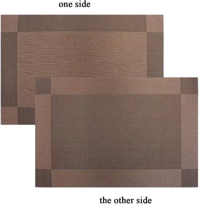 Alt view image 5 of 7 - PIGCHCY Place Mats Heat-Resistant Non Slip Placemats Washable Easy to Clean Woven Vinyl Placemats for Dining Table (Set of 4, Brown)