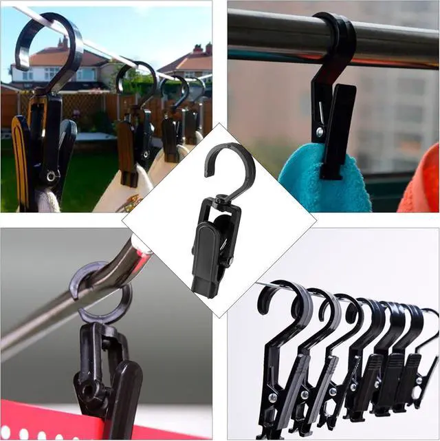 Alt view image 7 of 7 - Jiozermi 10 PCS Laundry Hooks Clip, Plastic, Black | Super Strong, Swivel Hooks, For Clothing Store Home Office & Workshop