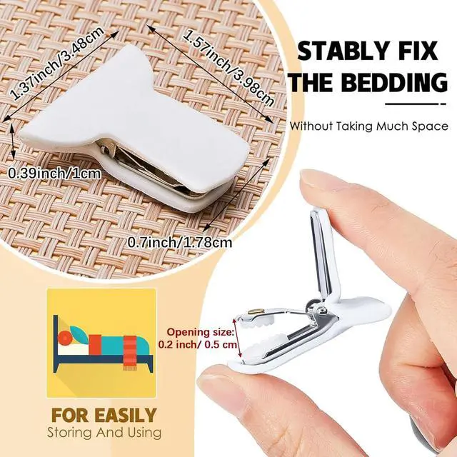 Alt view image 2 of 6 - 12 Pcs Padded Comforter Clips White Duvet Clips Padded Blanket Fasteners | Secure Bedding, Preventing Comforters from Shifting Inside Duvet Cover, Strong Hold Blanket, Quilt Fastener, Quickly Install