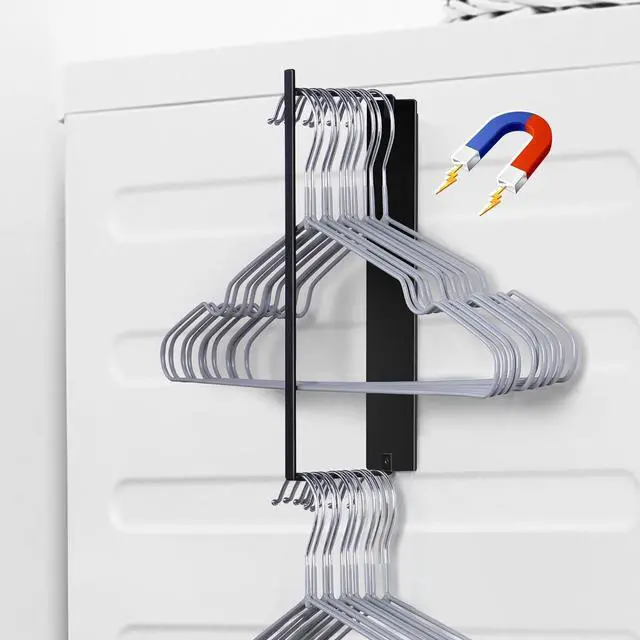 Main image of Magnetic Hanger Organizer Stacker,Clothes Hanger Storage Rack for for Adult or Child,Hanger Holder for Closet Laundry Room Washing Machine,Black