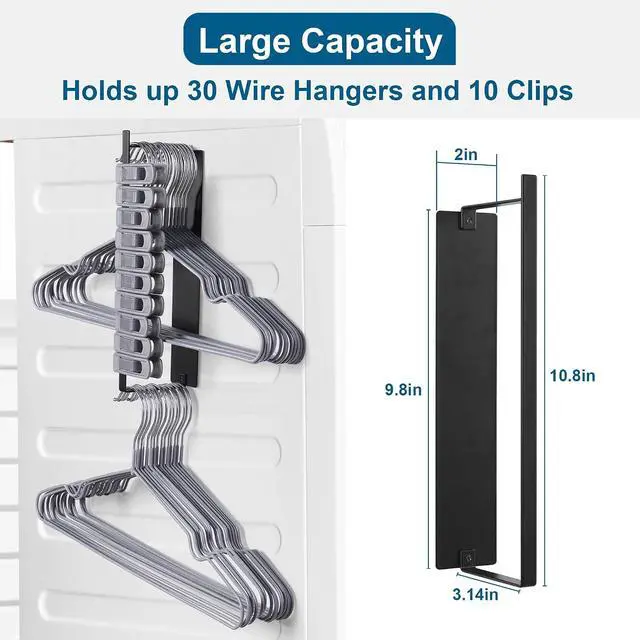 Alt view image 2 of 7 - Magnetic Hanger Organizer Stacker,Clothes Hanger Storage Rack for for Adult or Child,Hanger Holder for Closet Laundry Room Washing Machine,Black