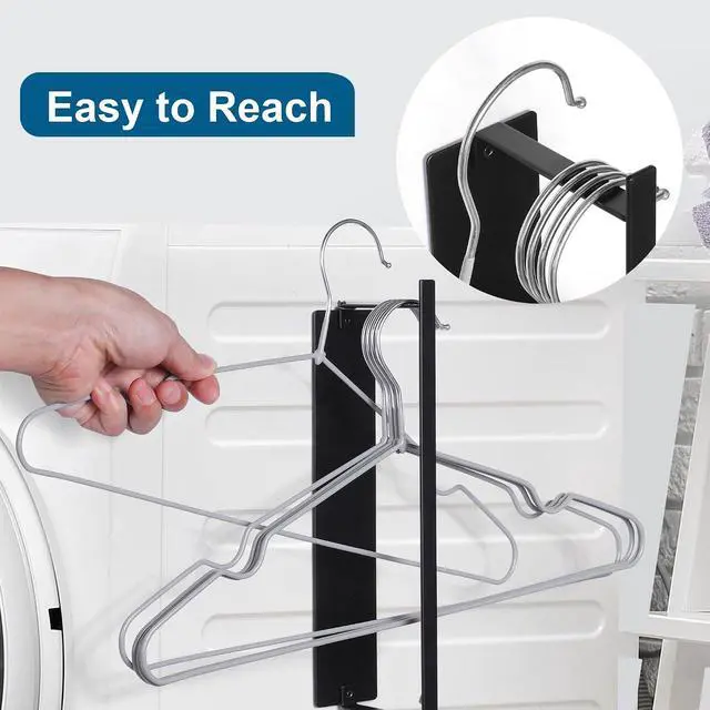 Alt view image 5 of 7 - Magnetic Hanger Organizer Stacker,Clothes Hanger Storage Rack for for Adult or Child,Hanger Holder for Closet Laundry Room Washing Machine,Black