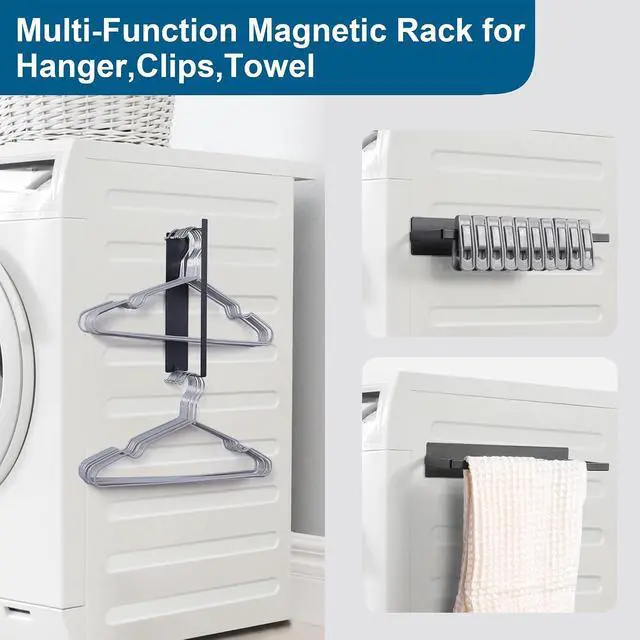 Alt view image 4 of 7 - Magnetic Hanger Organizer Stacker,Clothes Hanger Storage Rack for for Adult or Child,Hanger Holder for Closet Laundry Room Washing Machine,Black