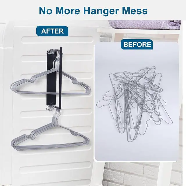 Alt view image 7 of 7 - Magnetic Hanger Organizer Stacker,Clothes Hanger Storage Rack for for Adult or Child,Hanger Holder for Closet Laundry Room Washing Machine,Black