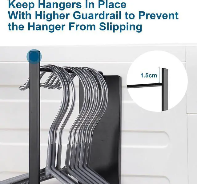 Alt view image 6 of 7 - Magnetic Hanger Organizer Stacker,Clothes Hanger Storage Rack for for Adult or Child,Hanger Holder for Closet Laundry Room Washing Machine,Black
