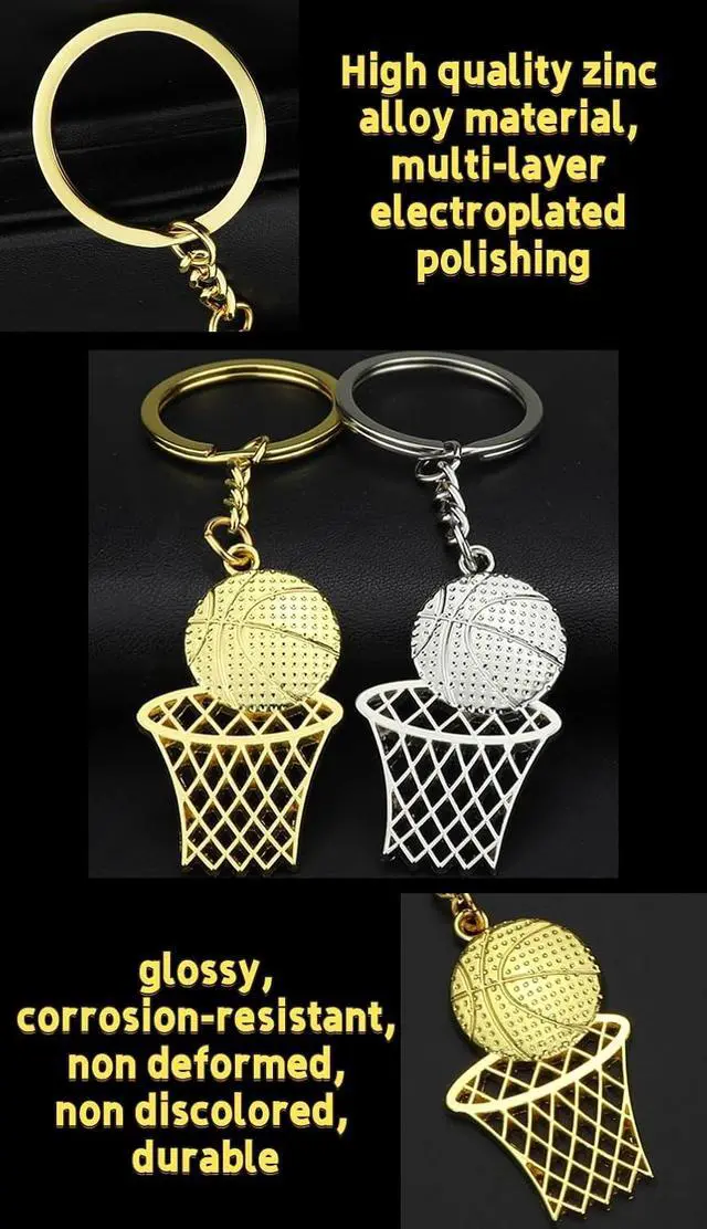 Alt view image 4 of 7 - Basketball Hoop Keychain Sports Ball Pendant Key Ring Bag Mini Cute Gifts for Men Boys Girls Son Daughter Teams