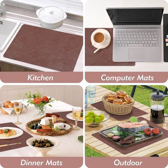 Alt view image 5 of 7 - SolaraDawn Faux Leather Placemats Set of 4 Dark Burgundy for Christmas & Valentine's Day, 17" × 12" Waterproof & Heat-Resistant Dining Place Mats, Easy Wash Clean, Wipeable & Anti-Slip Table Mats
