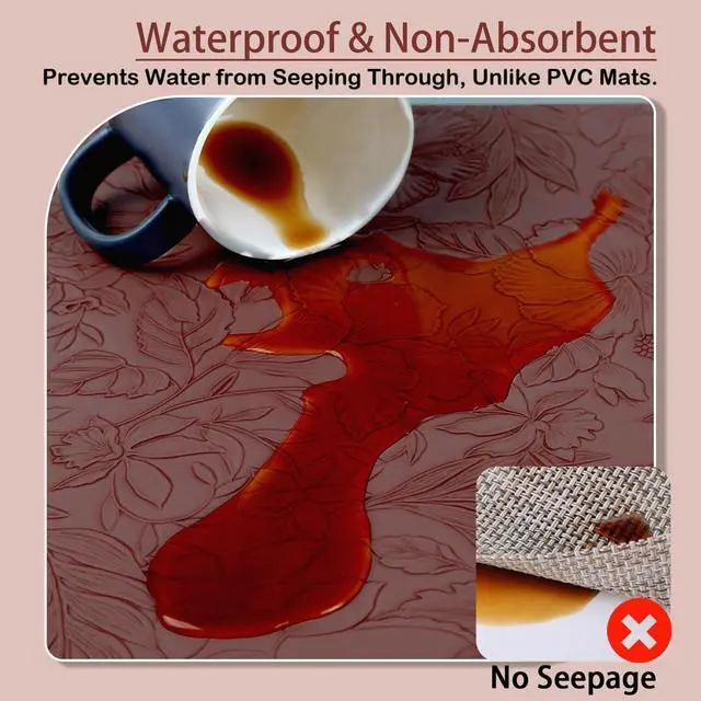 Alt view image 7 of 7 - SolaraDawn Faux Leather Placemats Set of 4 Dark Burgundy for Christmas & Valentine's Day, 17" × 12" Waterproof & Heat-Resistant Dining Place Mats, Easy Wash Clean, Wipeable & Anti-Slip Table Mats