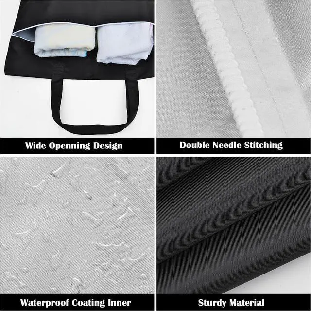 Alt view image 3 of 7 - 2 Pcs Large Travel Laundry Bags - Washable Waterproof Wet Dry Bags for Dirty Clothes, Swimsuits, Gym Clothes, Laundry, Swimming Pool, Yoga, College Dorm (Black+Grey)