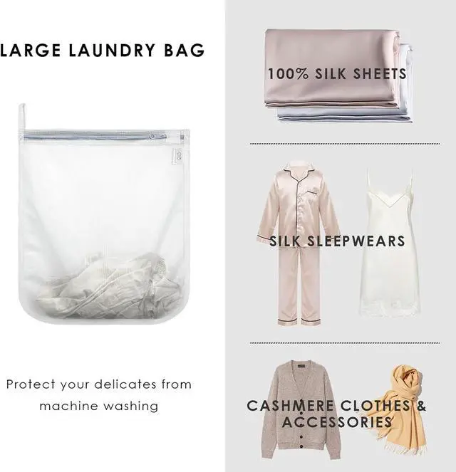 Alt view image 3 of 7 - PROMEED Reusable Mesh Laundry Bag for Delicates, Large Size Wash Bag for Mulberry Silk Pillowcase Fitted Sheet Flat Sheet,1Pc Washing Machine Wash Bags for Shirt,Blouse,Underwear,Baby Clothes(20"x24")