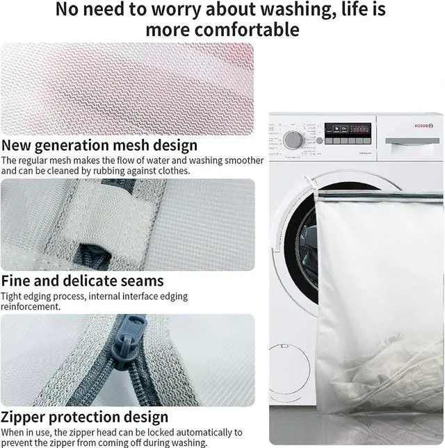 Alt view image 7 of 7 - PROMEED Reusable Mesh Laundry Bag for Delicates, Large Size Wash Bag for Mulberry Silk Pillowcase Fitted Sheet Flat Sheet,1Pc Washing Machine Wash Bags for Shirt,Blouse,Underwear,Baby Clothes(20"x24")