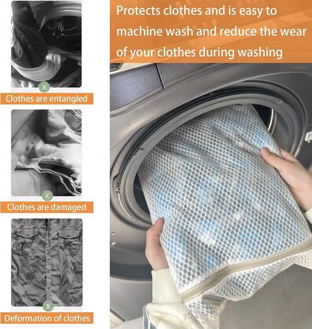 Alt view image 4 of 6 - 6Pcs Durable Honeycomb Mesh Laundry Bags for Delicates (3L 3M) Beige | Tear-Resistant Wash Sack, Breathable Design, Dorm, Travel