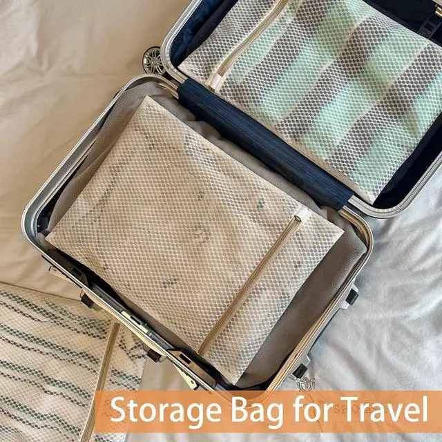 Alt view image 5 of 6 - 6Pcs Durable Honeycomb Mesh Laundry Bags for Delicates (3L 3M) Beige | Tear-Resistant Wash Sack, Breathable Design, Dorm, Travel