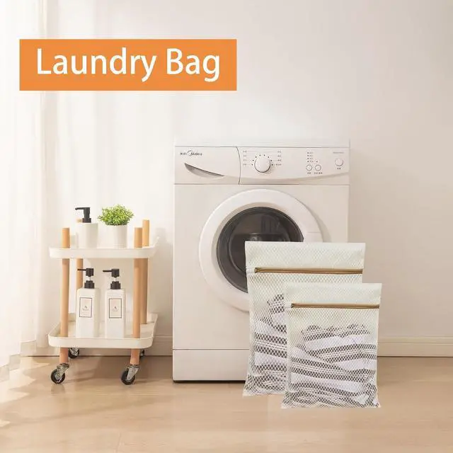 Alt view image 6 of 6 - 6Pcs Durable Honeycomb Mesh Laundry Bags for Delicates (3L 3M) Beige | Tear-Resistant Wash Sack, Breathable Design, Dorm, Travel