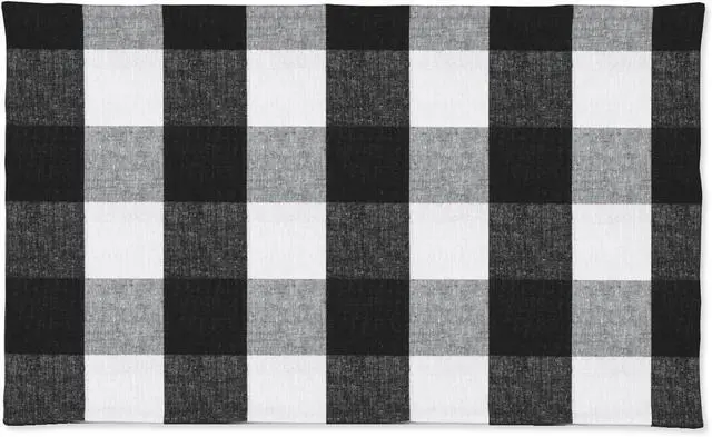 Alt view image 2 of 7 - Black & White 2 Side Cotton Buffalo Check Placemats Set of 4 Heat Resistant Dining Table Place Mats for Kitchen Table, 12 x 18 inches