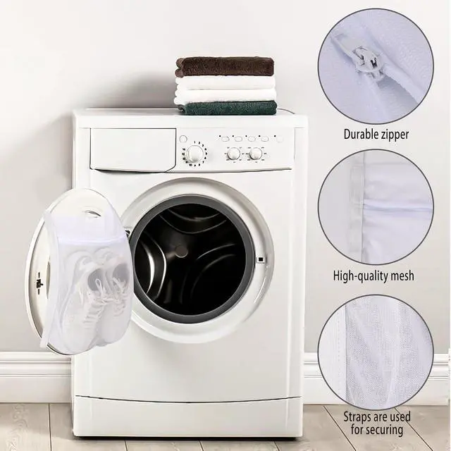 Alt view image 4 of 7 - Laundry Bags,Sneaker Wash & Dry Net Bag for Dryer Sneaker Laundry Bags Large HoneyComber Mesh Bags with Zipper and Strap for Shoes Sneaker Washing Mesh Net for Most Dryers Door 15.7" Large