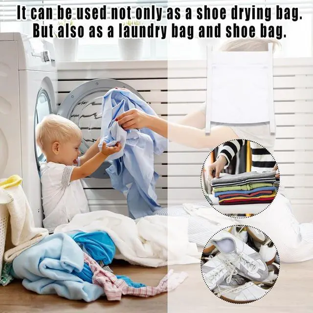 Alt view image 5 of 7 - Laundry Bags,Sneaker Wash & Dry Net Bag for Dryer Sneaker Laundry Bags Large HoneyComber Mesh Bags with Zipper and Strap for Shoes Sneaker Washing Mesh Net for Most Dryers Door 15.7" Large