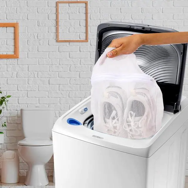 Alt view image 6 of 7 - Laundry Bags,Sneaker Wash & Dry Net Bag for Dryer Sneaker Laundry Bags Large HoneyComber Mesh Bags with Zipper and Strap for Shoes Sneaker Washing Mesh Net for Most Dryers Door 15.7" Large