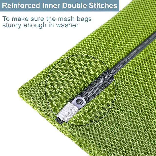 Alt view image 3 of 7 - 4 pack Mesh Laundry Bags,Mesh Wash Bags,Lingerie Bags for Washing Delicates,12 x 16 Inches lingerie bags for Laundry, Travel Storage Organize Bag for Cotton Clothes,Sheet, Shoes(GREEN)