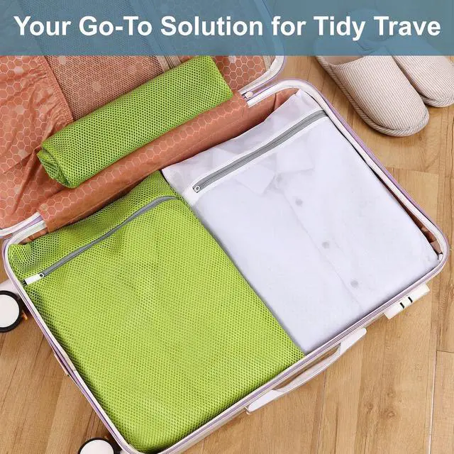 Alt view image 4 of 7 - 4 pack Mesh Laundry Bags,Mesh Wash Bags,Lingerie Bags for Washing Delicates,12 x 16 Inches lingerie bags for Laundry, Travel Storage Organize Bag for Cotton Clothes,Sheet, Shoes(GREEN)