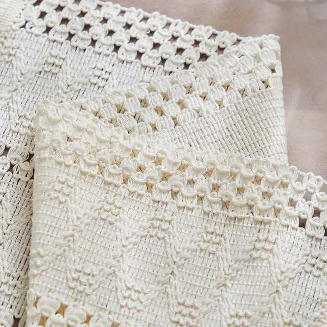 Alt view image 4 of 7 - ZeeMart Macrame Style Boho Placemats Set of 4, Ivory 12x20 Inch | Decorative Farmhouse Table Mats, Natural Cotton Woven Place Mats, Bohemian Home Decor for Kitchen Dining Table