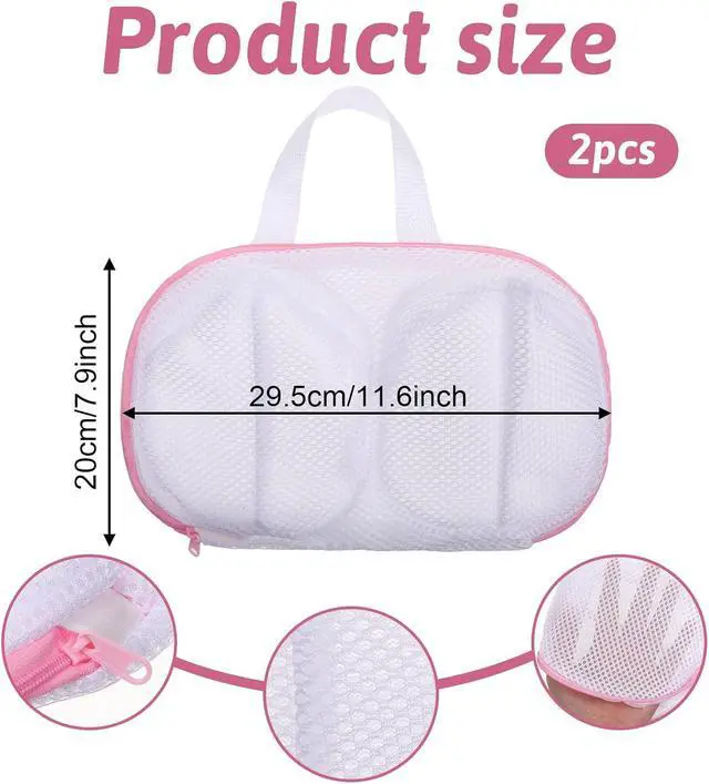 Alt view image 2 of 7 - Bra Washing Bags for Laundry, 2 Pcs Bra Laundry Bags for Washing Machine Mesh Lingerie Wash Bag with Zipper for Washing Delicates Underwear Brassiere (Pink, A Cups)