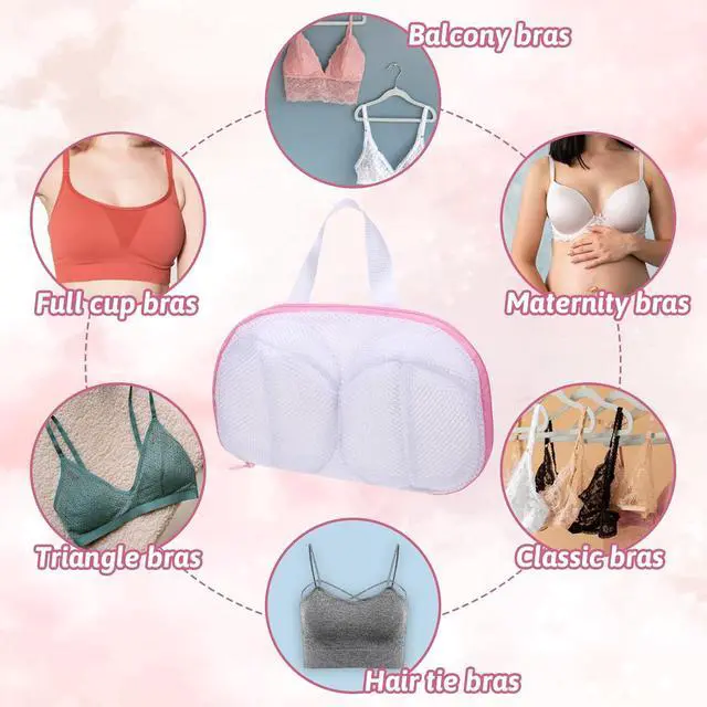 Alt view image 4 of 7 - Bra Washing Bags for Laundry, 2 Pcs Bra Laundry Bags for Washing Machine Mesh Lingerie Wash Bag with Zipper for Washing Delicates Underwear Brassiere (Pink, A Cups)