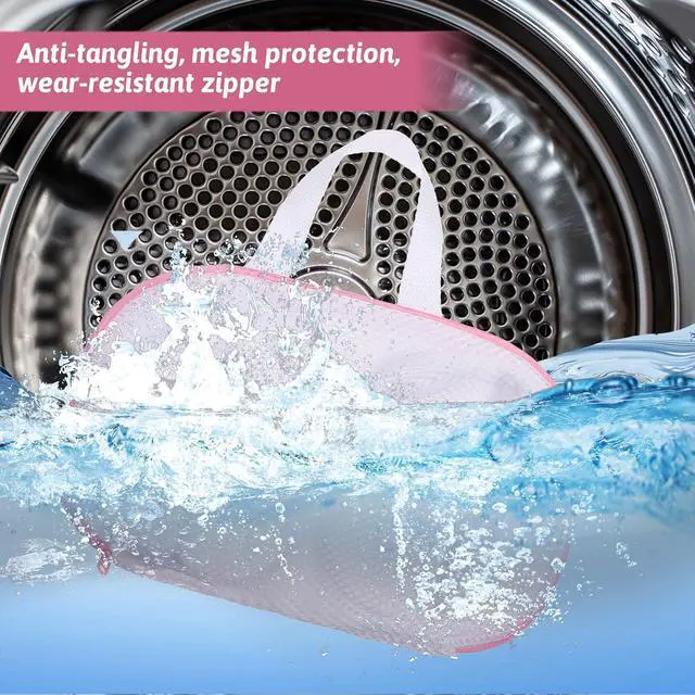 Alt view image 5 of 7 - Bra Washing Bags for Laundry, 2 Pcs Bra Laundry Bags for Washing Machine Mesh Lingerie Wash Bag with Zipper for Washing Delicates Underwear Brassiere (Pink, A Cups)