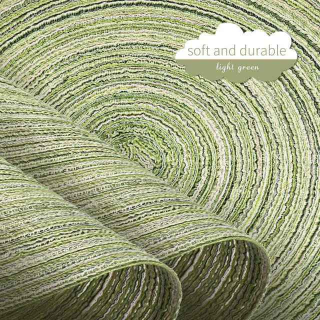 Alt view image 3 of 7 - FunWheat Round Braided Placemats Set of 4 Place mats for Dining Tables Woven Heat Resistant Table Mats 15 inch (E Light Green, 4pcs)
