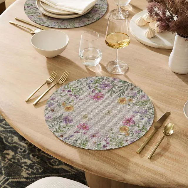 Alt view image 7 of 7 - Artoid Mode Daisy Butterfly Wild Flower Spring Round Placemats Set of 4, 15 Inch Seasonal Holiday Table Mats for Party Kitchen Dining Decoration
