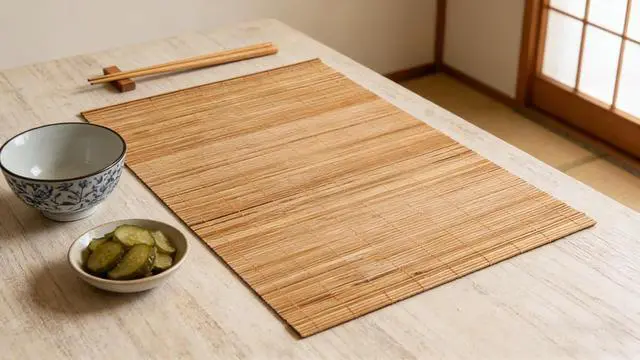 Alt view image 7 of 7 - 1PCS Dining Table Kitchen Placemat, Heat-Resistant Place Mat Stain Resistant Anti-Skid Washable Bamboo Table Mat Placemat Kitchen Table mat