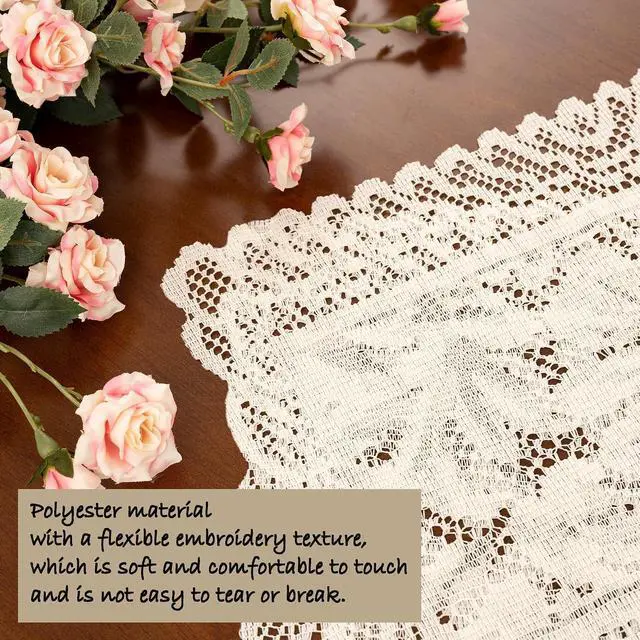 Alt view image 6 of 7 - Jayla 2 Pcs Rectangle Lace Placemats for Tables Embroidered Lace Tablemats Vintage Crochet Floral Table Runner Vintage Wedding, Tea Party Decor,12x17 Inch