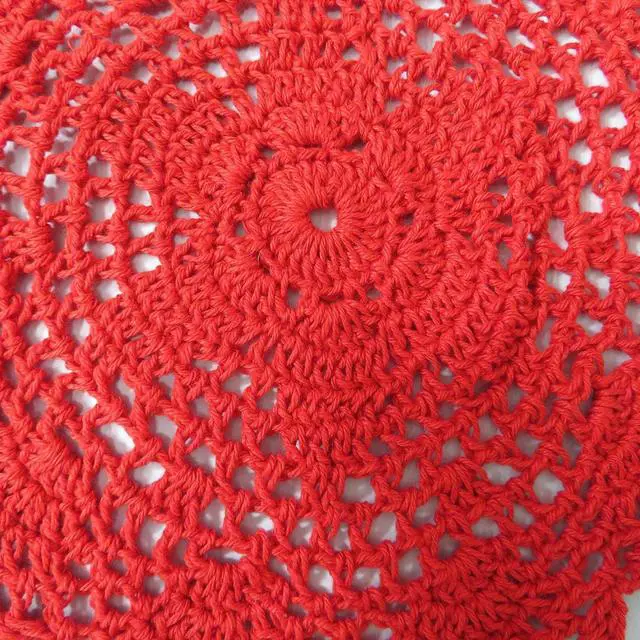 Alt view image 4 of 7 - Ouyatoyu 6pcs 8" Doilies Cloth Lace Crochet Doilies Place Mats for Kitchen Round Handmade Cotton Placemats for Glass Bowl Dish Dining Table Red Color
