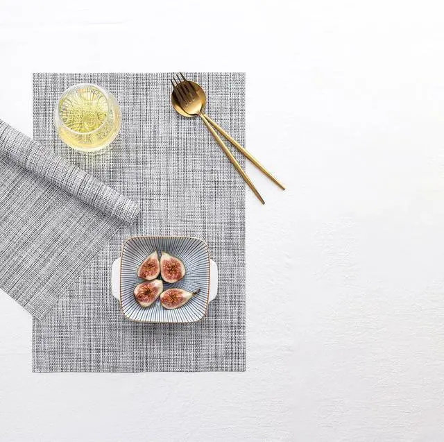 Alt view image 6 of 7 - LEXMORE Placemats Set of 4 Vinyl/Plastic Woven Place Mats for Kitchen Table Indoor/Outdoor Washable Placemat Wipeable Dining Table Mats(Gray)