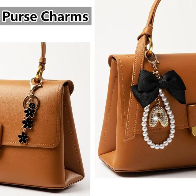 Alt view image 4 of 7 - YOU WIZV Initial Letter Keychain for Women Girls Cute Bow Flower Puff Ball Pom Purse Bag Chains for Handbags Backpack