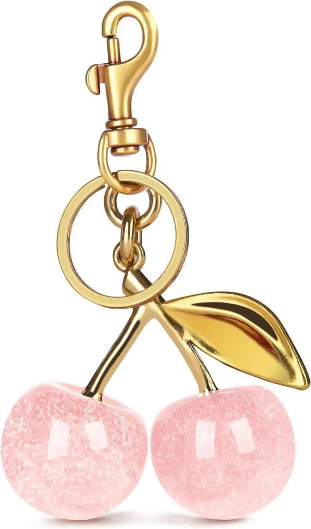 Main image of OVRUNS Cherry Bag Charm Cute Accessories Sparkling Purse Charms for Women | Sparkling resin cherry charm with metal, glossy, perfect for bag charms, keychains,keyring and backpacks