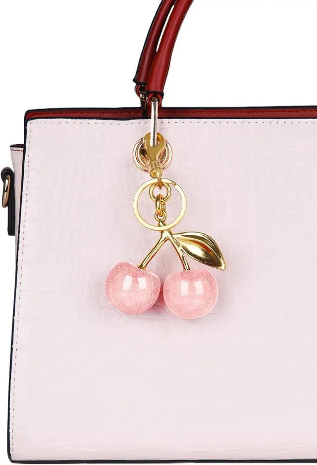 Alt view image 2 of 5 - OVRUNS Cherry Bag Charm Cute Accessories Sparkling Purse Charms for Women | Sparkling resin cherry charm with metal, glossy, perfect for bag charms, keychains,keyring and backpacks